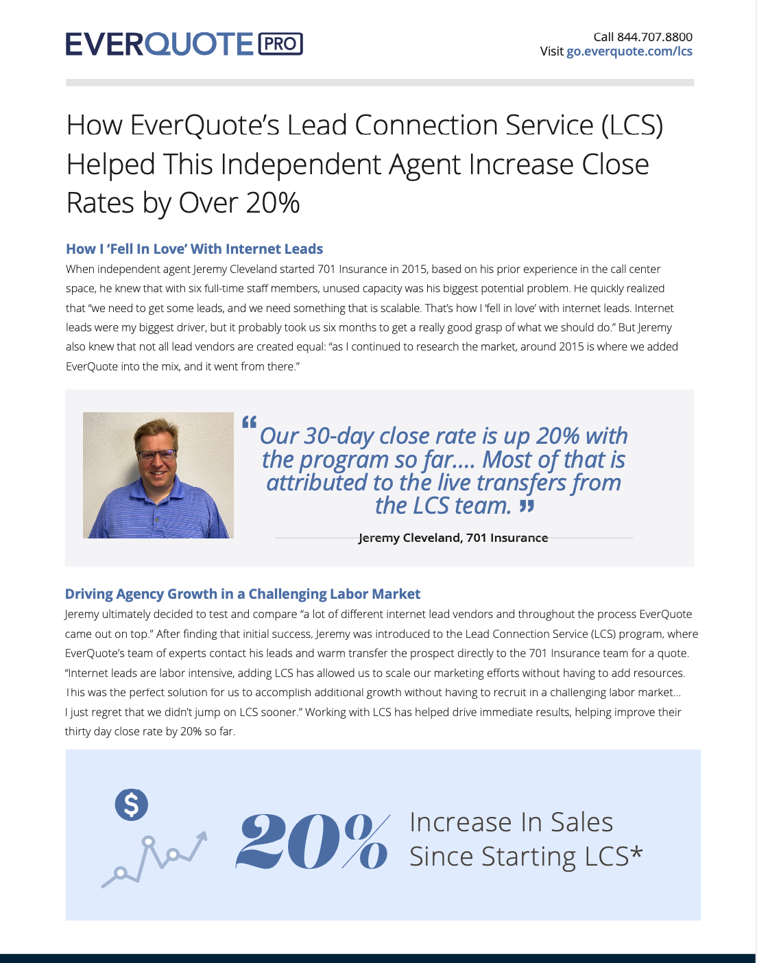 EverQuote Lead Connection Service (LCS) Case Study – 701 Insurance