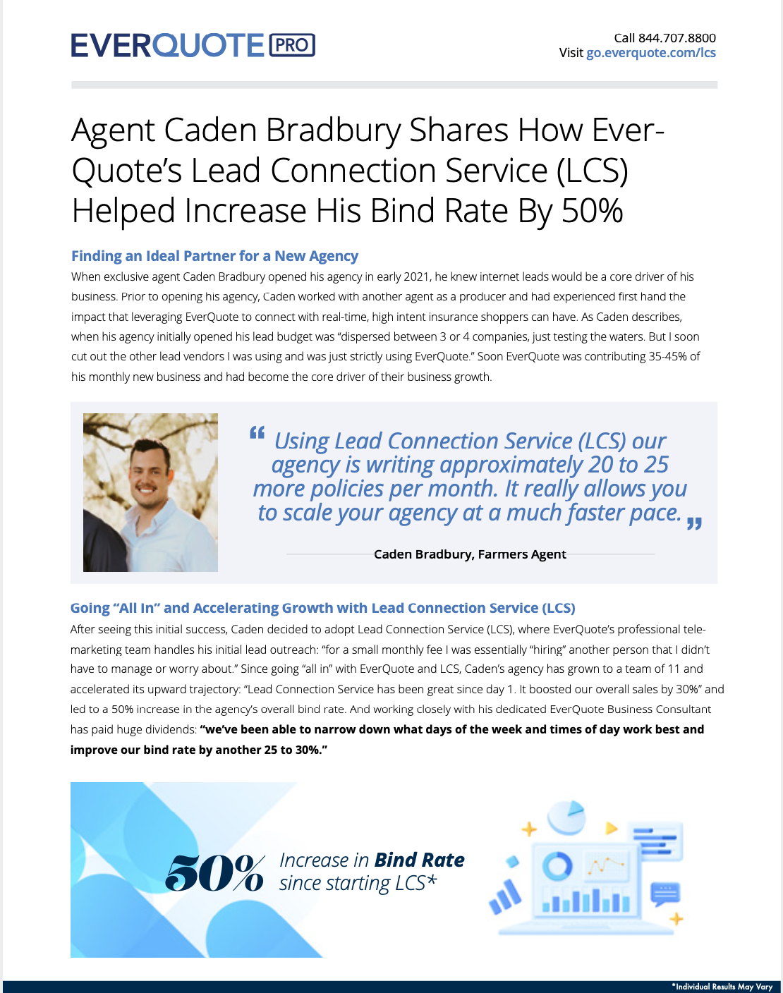 See How This Agent Increased His Bind Rate By 50% With EverQuote’s Lead Connection Service (LCS)